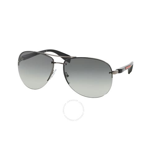 Prada Linea Rossa Grey Pilot Men's Sunglasses PS 56MS 